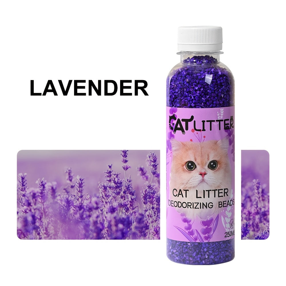 1 bottle of cat litter deodorizer eliminates odors and freshens the litter box air with a cattery fresh scent, safe for cats.