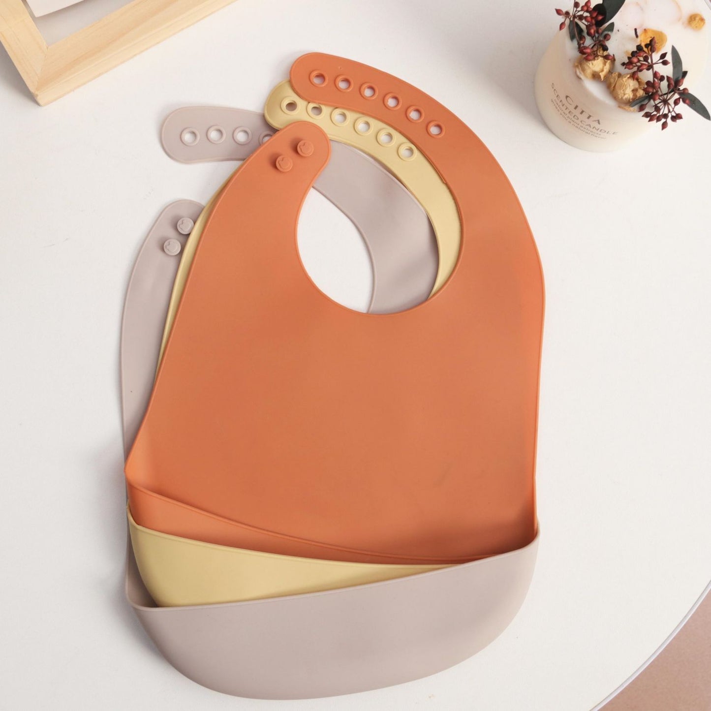 3 pieces of Food Grade Silicone Baby Bibs in Unisex Colors