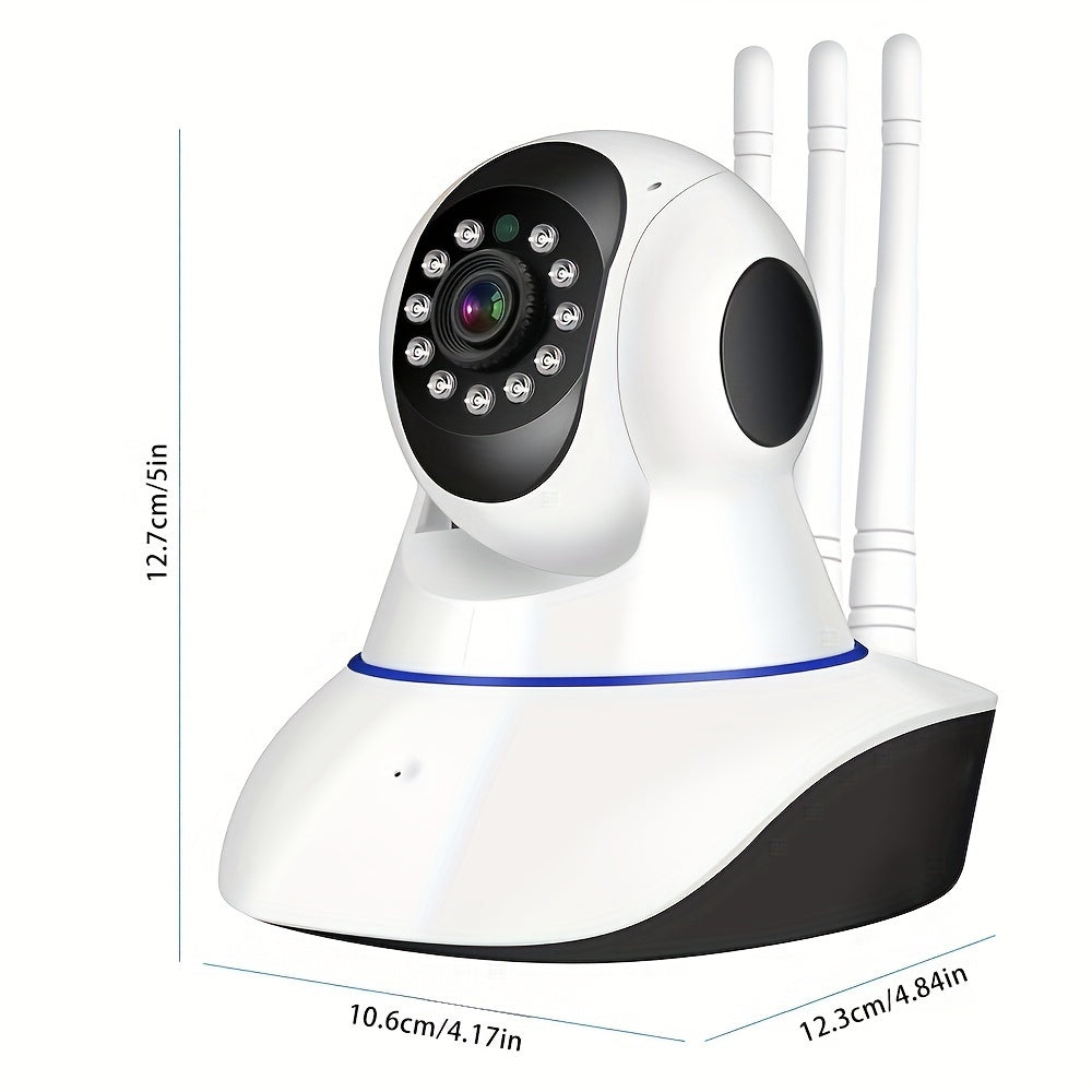 The YIIYRY Wireless Home Security Camera offers Full HD 1080p surveillance with infrared night vision, motion detection, and 2-way audio. It is WiFi-enabled and smartphone compatible, powered by USB. This camera is ideal for both home and office use and