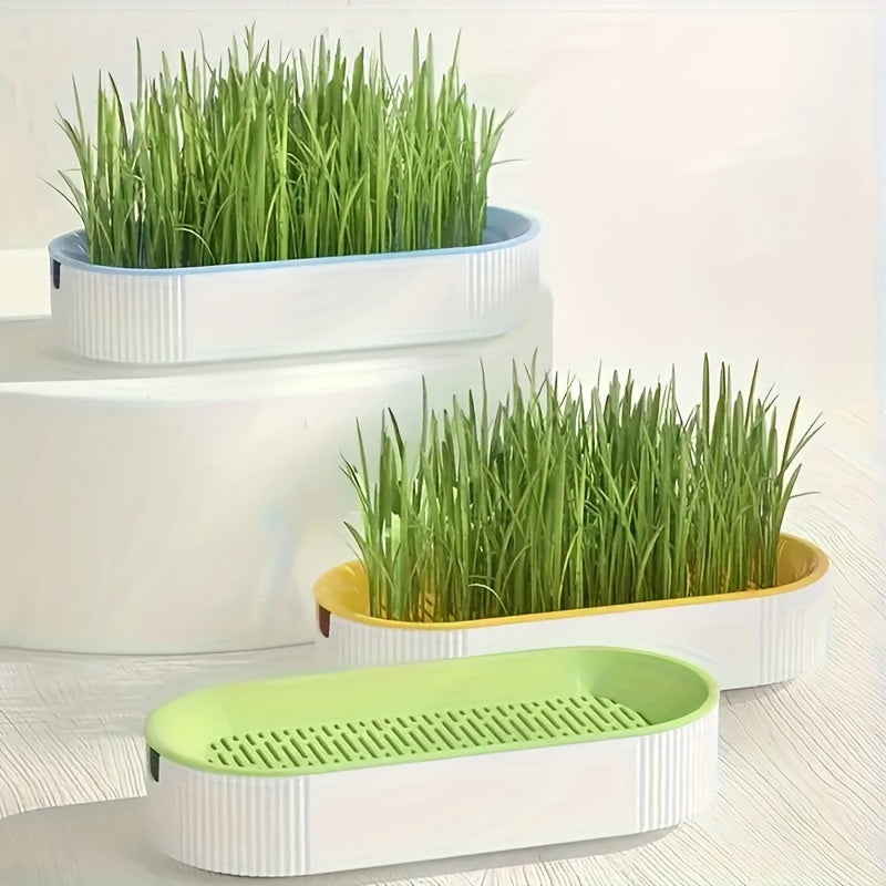 Hydroponic Cat Grass Growing Kit with Easy Sprout System, Durable Tray, Ideal for Indoor Gardening