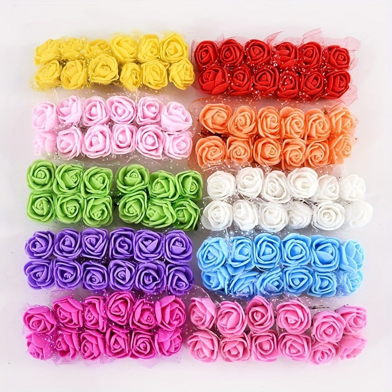 144 mini foam rose artificial flowers for wedding decoration or DIY crafts, pack of 144.