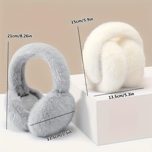 Warm and Adorable Plush Earmuffs for Women - Cozy Winter Ear Covers, Stretchy Fit, Easy to Hand-Wash Polyester Material