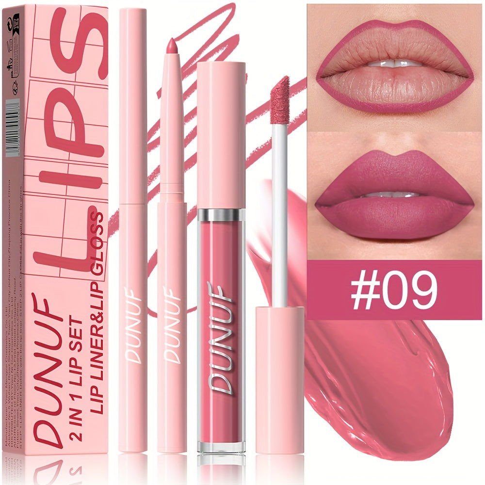 Matte lip gloss lip liner set that is durable, waterproof, sweat-resistant, and easy to color.