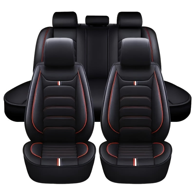 High-end 5-seat car seat cover set for SUVs and most vehicles, made of waterproof PU leather with sponge filling. Universal fit, all-season usage, easy to install, and maintenance-free.