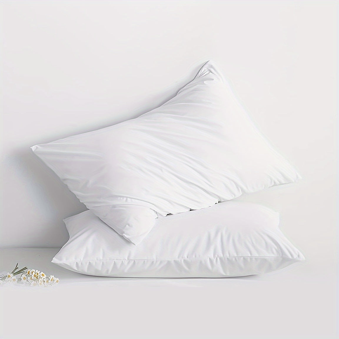 Elegant White Pillowcase with Zipper Closure - Luxurious, Waterproof, and Stain-Resistant. Thick, Oversized Knit Cover.