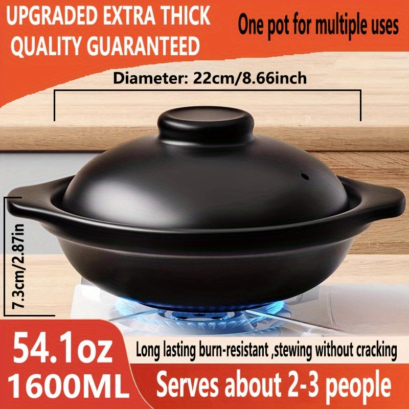 High Quality Ceramic Casserole Stew Pot with Lid and Double Handles, Multipurpose, Thickened, Durable, Heat-resistant, Non-stick, Easy to Clean, Suitable for Home and Restaurant Use