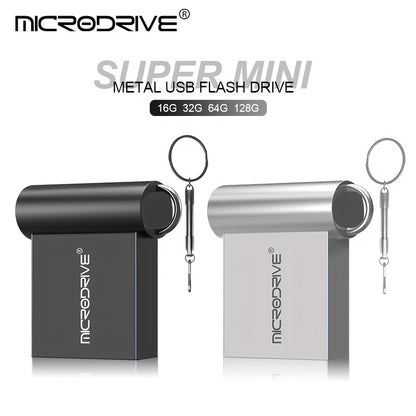 MICRODRIVE Super Mini Metal USB 2.0 Flash Drive with Keychain - Available in 16GB, 32GB, 64GB