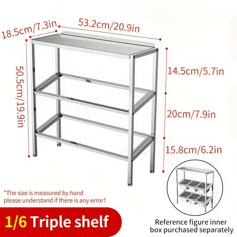 Durable Stainless Steel 3-Tier Kitchen Organizer with Lids - Ideal for Storing Spices, Fruits, and More | Efficient Countertop Storage Solution