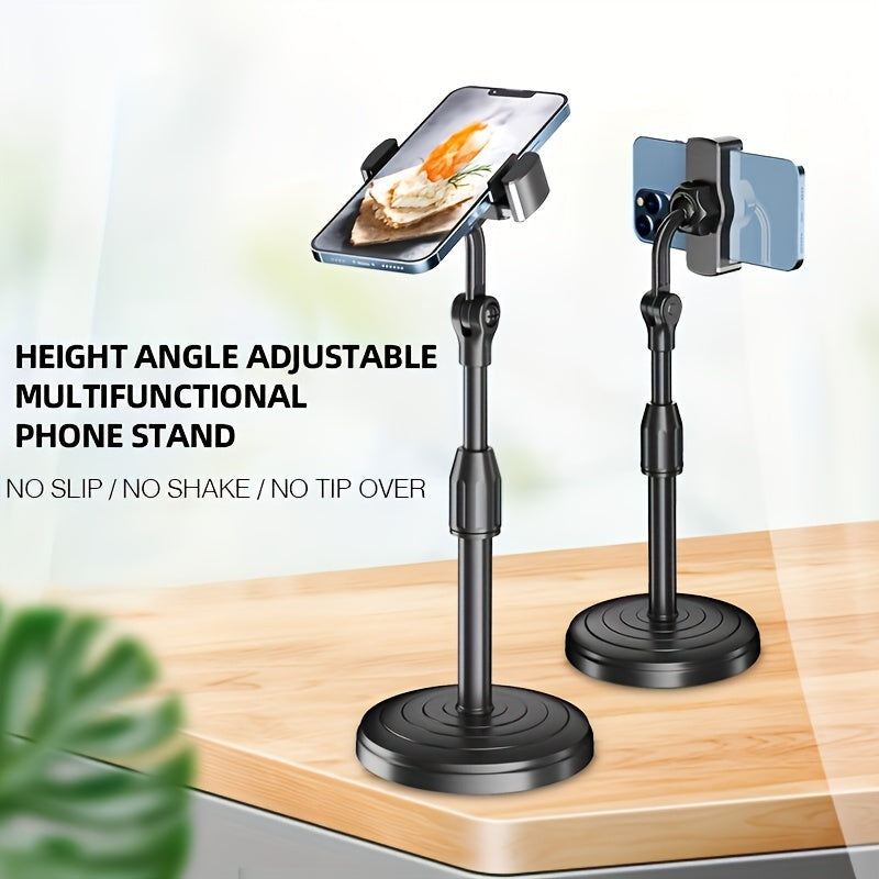 1 Pack of Stable and Durable Adjustable Phone Stand Holder with Upgraded Weighted Chassis, Waterproof Plastic Bracket for Hands-Free Use.