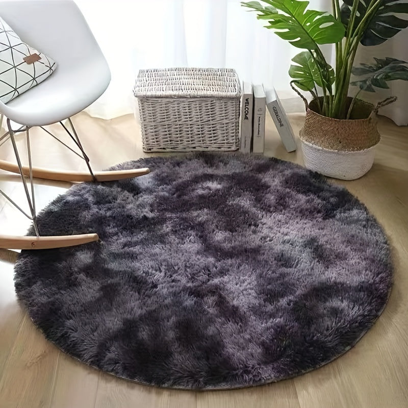 Best-Selling Soft & Fluffy Tie-Dye Round Mat - Luxuriously Thick at 3cm, Ideal for Living Room & Bedroom, Handwash Recommend, Made with Velvet for Ultimate Comfort, Gentle on Skin