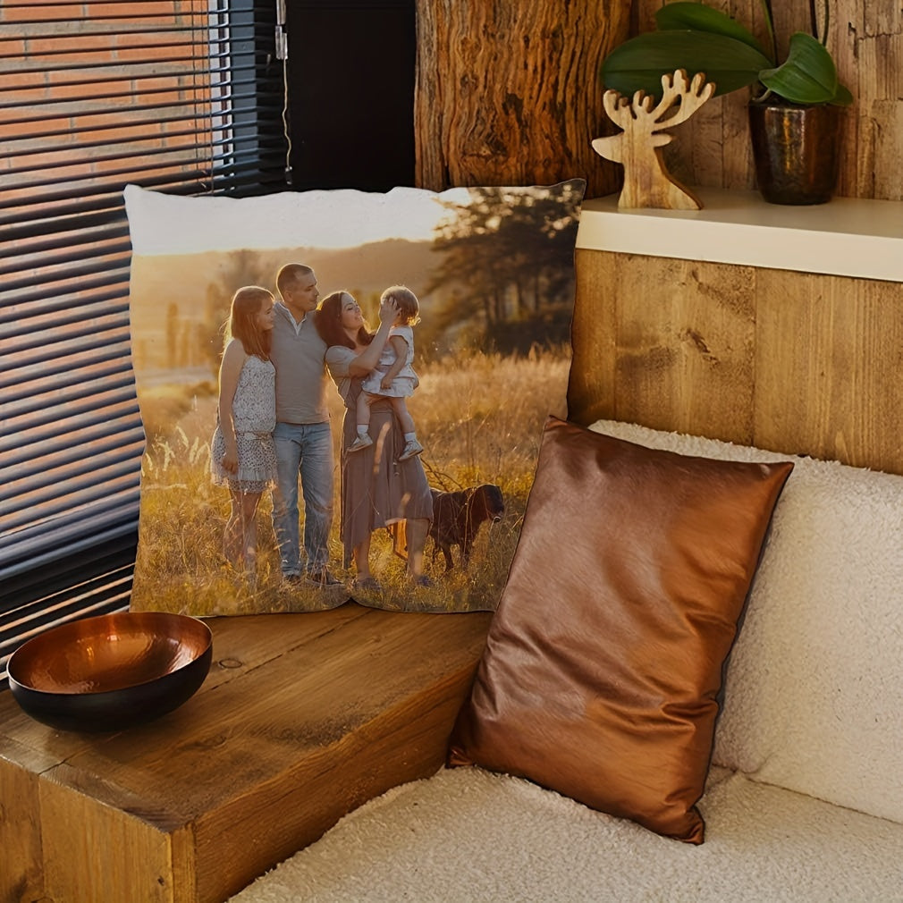 Personalize your living space with this custom photo pillowcase, measuring 45.72x45.72 cm. Made from knitted polyester in mixed colors, this cushion cover is perfect for couples, parents, and friends. Give as a thoughtful birthday or holiday gift, ideal