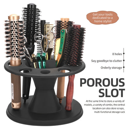 High-quality round hair brush organizer made of durable plastic with multiple compartments for styling tools, ideal for both home and salon use.