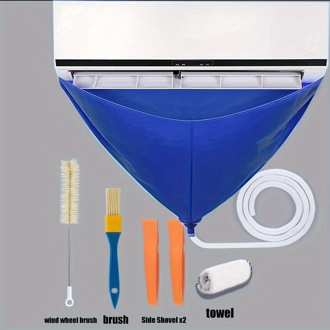 No electricity needed for the 95cm/37.4inch Reusable Plastic Air Conditioner Cleaning Bag with Drainage Tube