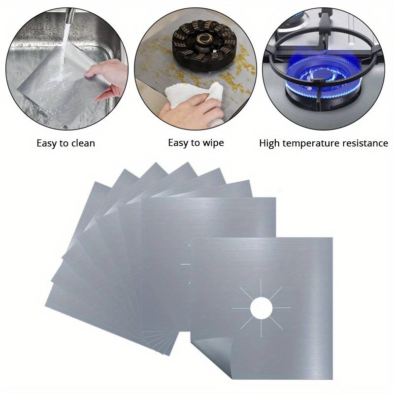 Set of 2 fiberglass stove top protector covers that are non-stick, reusable, waterproof, and easy to cut to fit. No electricity required, perfect for gas stoves in the kitchen.