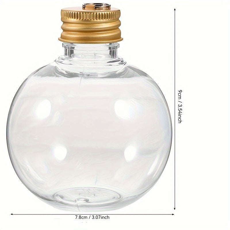 10 Christmas ball light bulb-shaped round ball bottles with golden hanging ring covers, for gift packaging and holiday decoration.