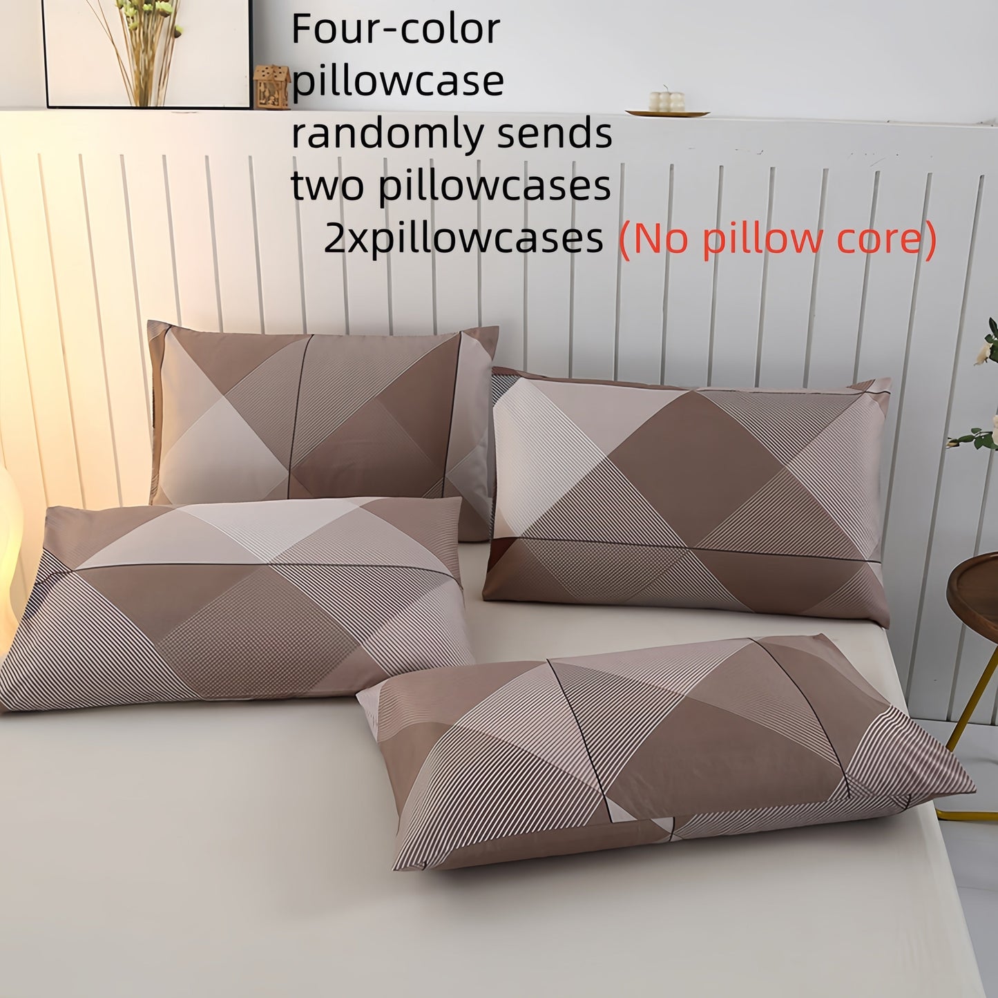 Two soft pillowcases with a floral diamond print, made of skin-friendly 100% polyester material. These hypoallergenic pillowcases are machine washable.