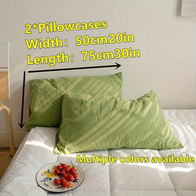 Pair of Vibrantly Colored Polyester Pillowcases for Home Decor