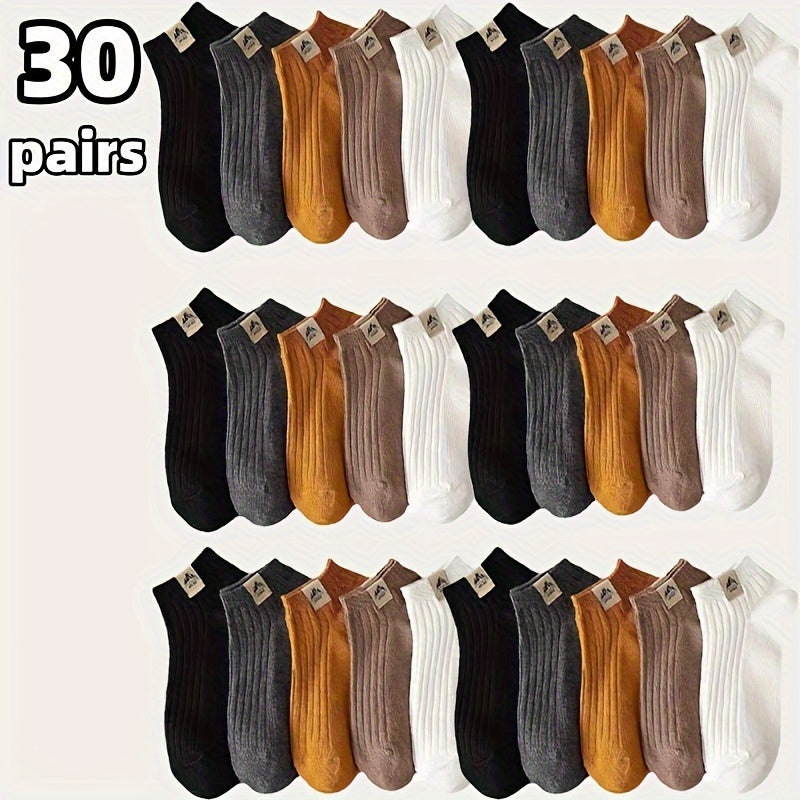 10/20/30pcs Breathable Ankle Socks with Colorful Block Design - Comfortable & Stylish for Casual Wear