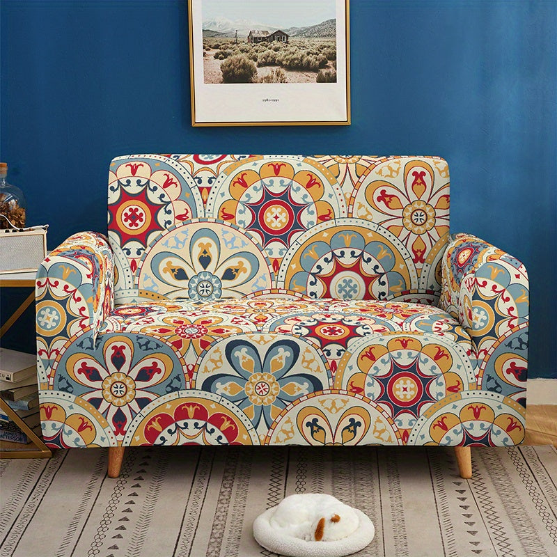 Bohemian-inspired milk printed sofa slipcover for home decor, protects furniture in bedroom, office, or living room. Non-slip design.