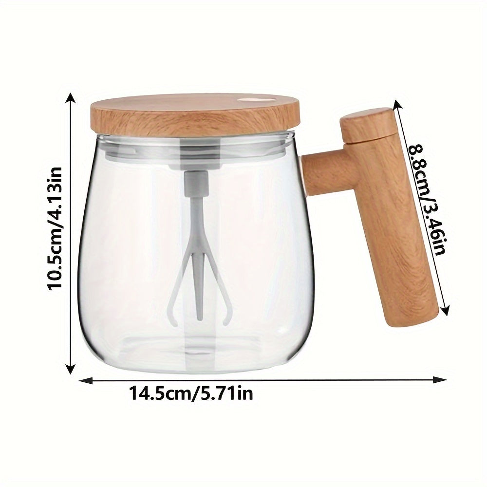 Portable 400ML Electric Self-Stirring Glass Coffee Mug, Ideal for Travel and Everyday Use. Semi-Automatic, Dry Battery Powered (AAA, 2 Batteries Not Included). Perfect for Dining, Gyms, Parks, and School.