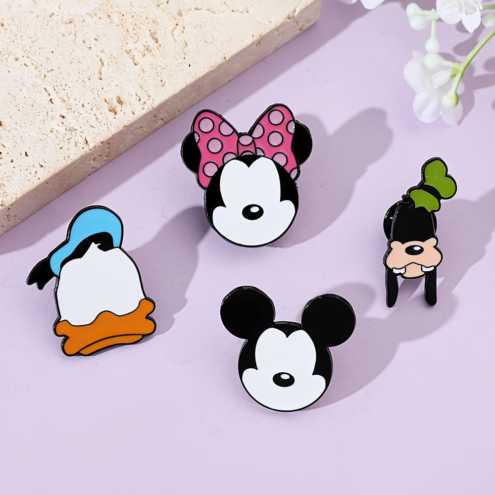 Set of 5 Disney Enamel Brooch Pins - Adorable Cartoon Alloy Metal Badges with Simple Irregular Shapes - Character Accessories for Clothes and Bags