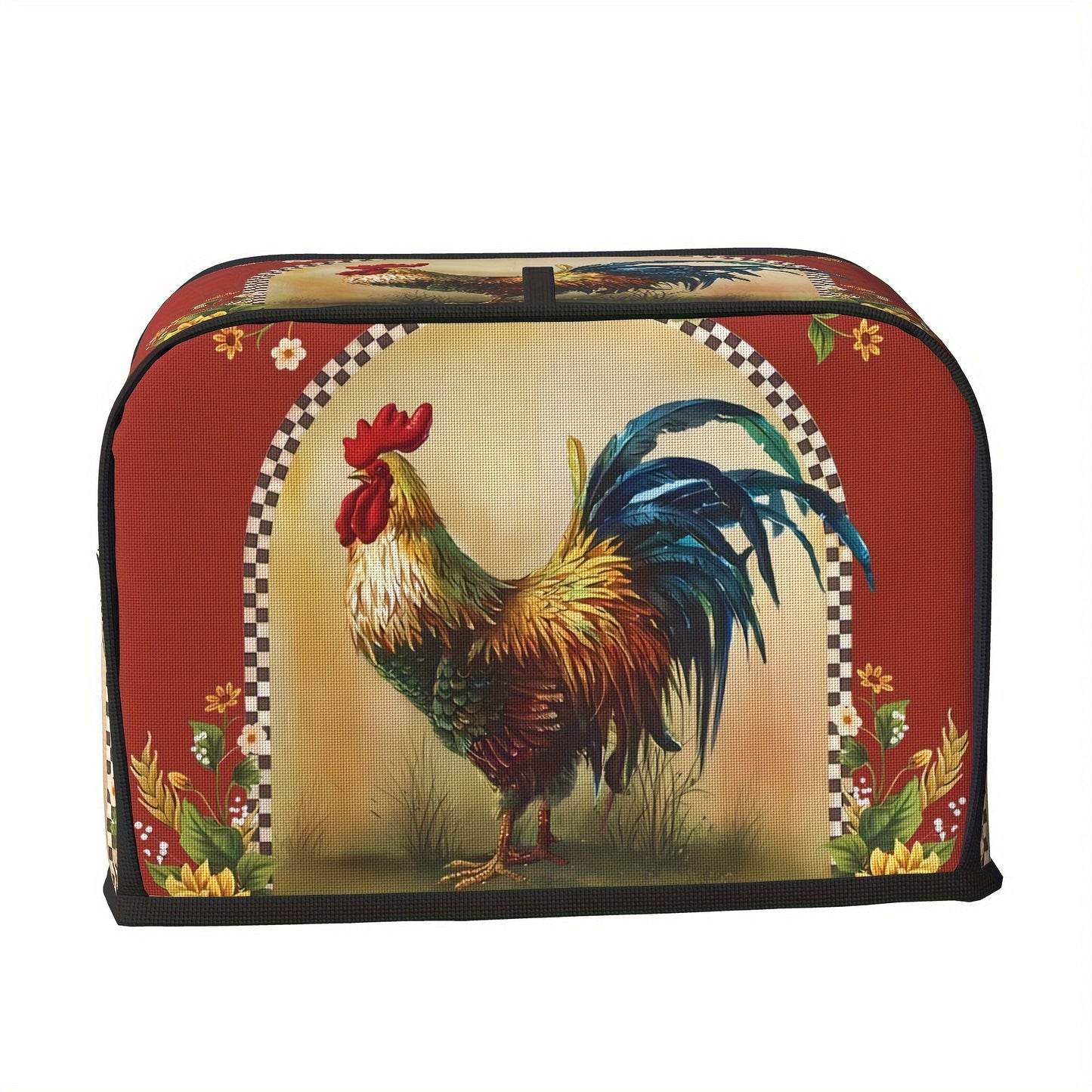 Protect your small kitchen appliance with this Sunflower Rooster Bread Maker Cover featuring a charming chick print design. This dust cover is suitable for 2-slice models of bread makers and microwaves.