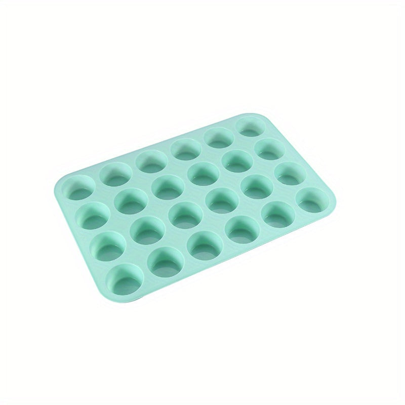 Nordic Green Silicone Baking Mold with 24 Cavities - Perfect for Mini Cakes, Muffins, and Desserts - Use for Ice Cream, Yogurt, Cookies, and More - Great for New Year's Parties and Baking Lovers - Top-notch Baking Accessory