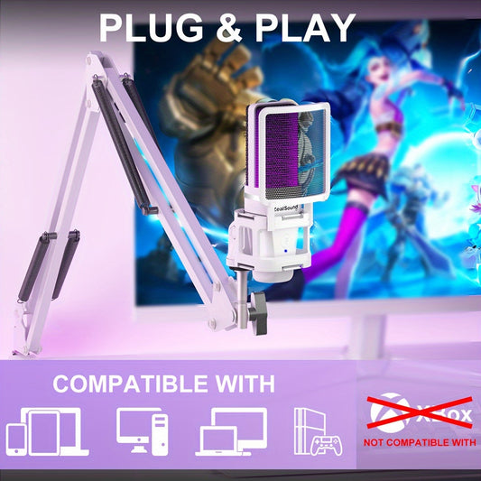 ZealSound USB gaming microphone kit with boom arm, RGB light, and plug&play feature for streaming, PC, and gaming. Eid Al-Adha Mubarak!