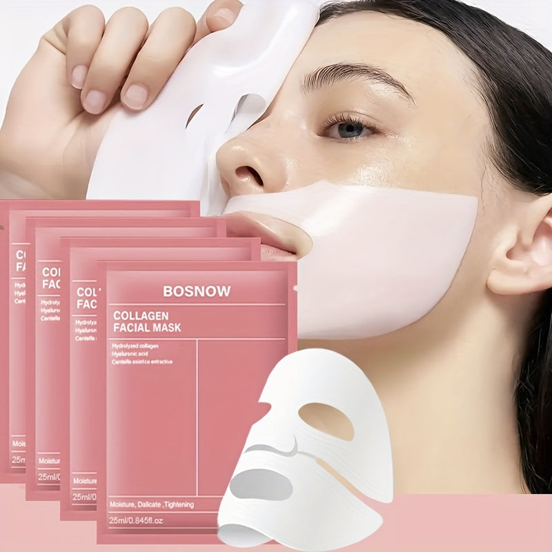 4 BOSNW Real Collagen Deep Masks hydrate, firm, and nourish skin with collagen, niacinamide, and hyaluronic acid. suitable for all skin types, hypoallergenic and phthalate-free, delivers