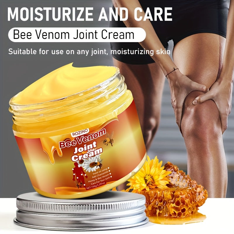 ROZINO Bee Venom Joint Massage Cream - 150g | Hydrating & Firming with Chamomile, Sunflower Oil & Aloe Essence | Fast Absorption for Soft, Radiant Skin | Hypoallergenic.