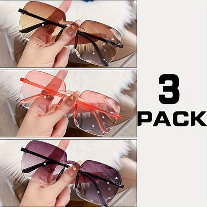 3 stylish frameless glasses for women, perfect for shopping and photography, a great choice.