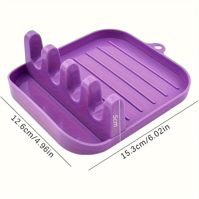 Organize your kitchen with the Space-Saving Kitchen Organizer Set: Includes a Drip-Free Pot Lid Holder and Spoon Rest, along with an Easy-to-Clean Cooking Utensil Rack for your Countertop.