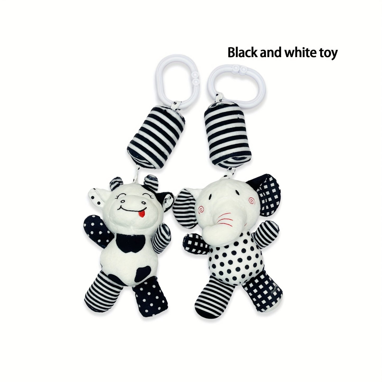 Baby Black and White Wind Chime Bed Decoration, Car Pendant for Newborns, Plush Baby Rattle, Visual Training Bell for 0-1 Year Olds, Early Education Christmas and Halloween Gift.