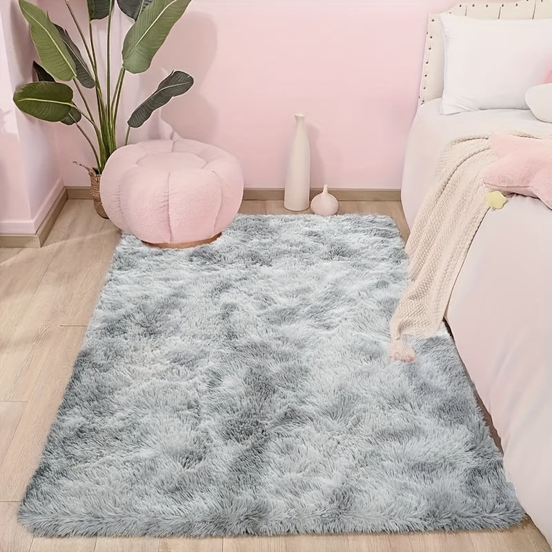 Luxurious Light Gray Plush Area Mat - Soft, Fluffy, Stain-Resistant & Non-Slip, Ideal for Enhancing Living Room, Bedroom, Balcony, or Home Office Décor