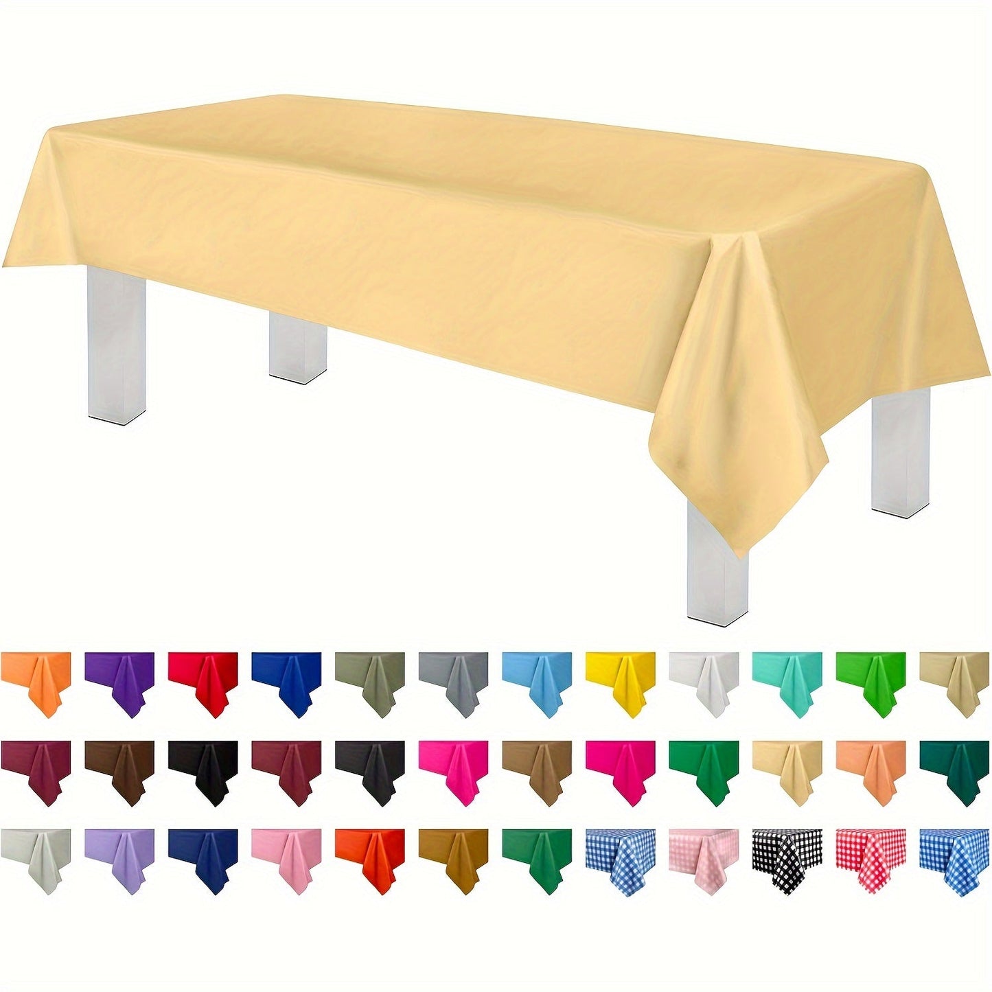 Essential for weddings and parties, this rectangular disposable plastic tablecloth is made of durable PEVA material. Measuring 137.16x274.32cm, it is waterproof and suitable for a variety of occasions, including birthdays, celebrations, and even bathroom