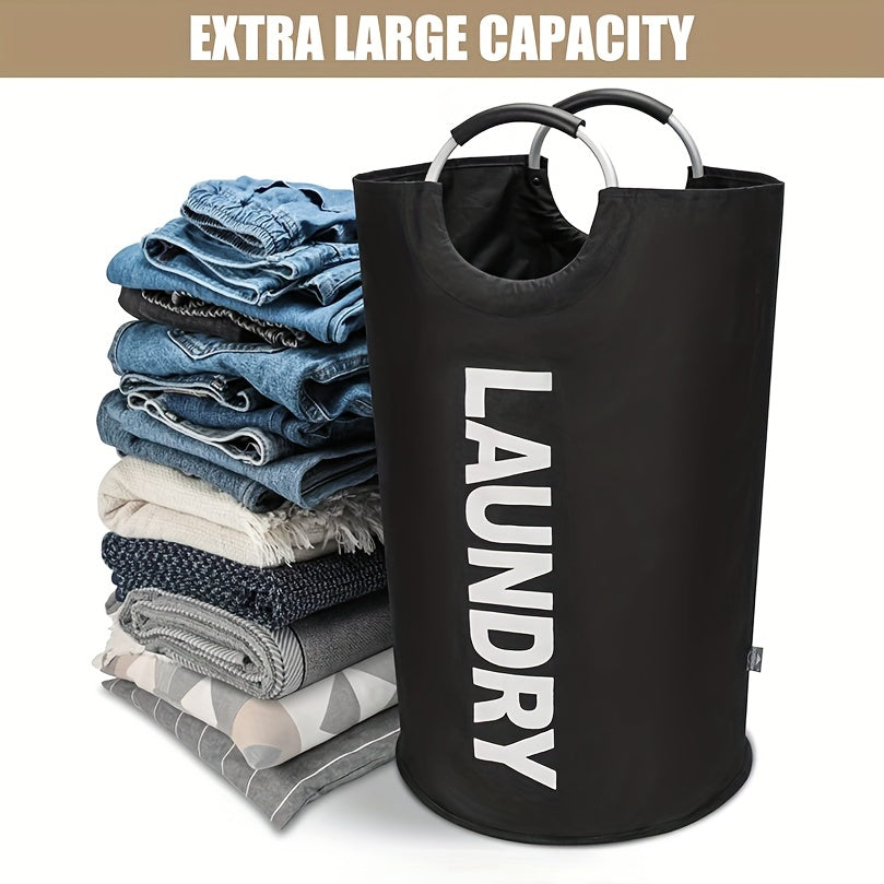 Large laundry basket that can hold 82L, able to collapse for easy storage. Can stand on its own and hold tall clothes, perfect for bedrooms, bathrooms, and laundry rooms. Can be folded when not in use. Perfect for all your laundry needs.