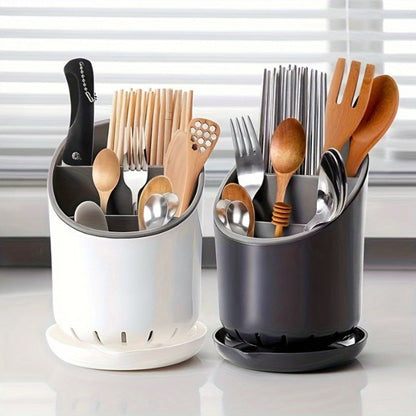 Polypropylene Kitchen Utensil Holder with Drain Tray, Convenient Cutlery and Spice Rack Organizer, Perfect for Gifting or Home Use during the Holidays