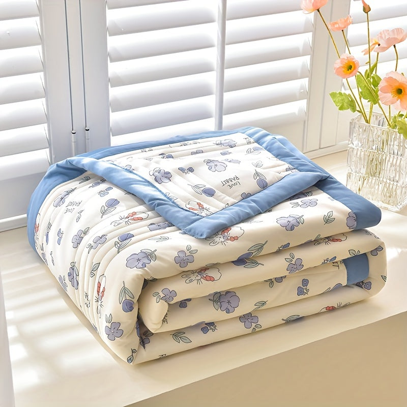 Stay cool and comfortable all summer long with this lightweight blanket featuring a cute cartoon floral design. Made from breathable and skin-friendly polyester, this machine washable blanket is perfect for any season. Add a cozy touch to your bedroom