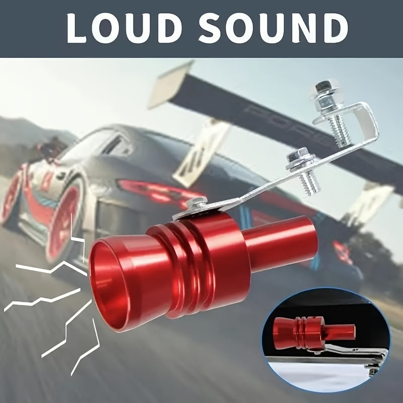 Aluminum turbocharger sound whistle exhaust pipe head with sound simulator and installation tool, for various vehicle models.