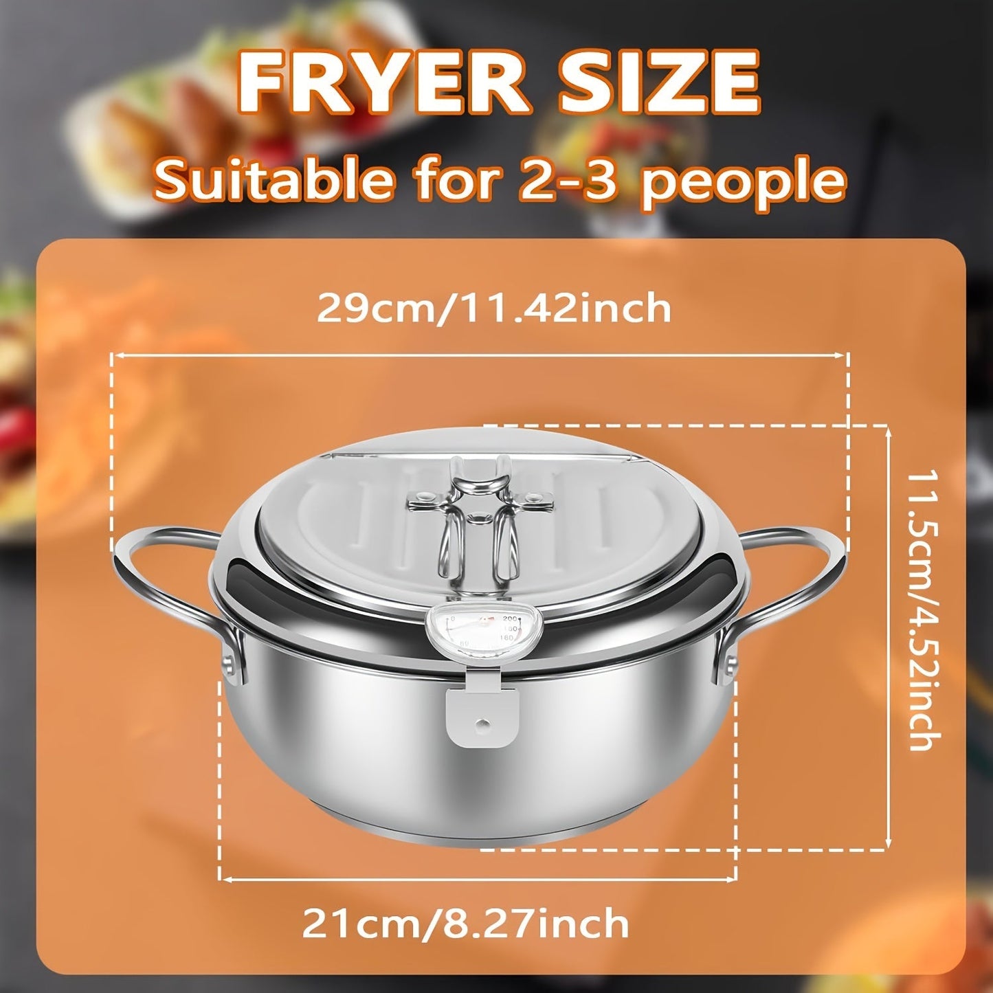 Deep fry your favorite delicacies with ease using this stainless steel pot. Featuring a large capacity of 2.2L and a temperature display, this pot is ideal for frying chicken, fries, and more. It is compatible with gas stoves, induction cookers, and