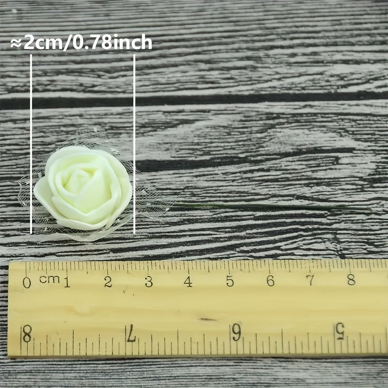 144 mini foam rose artificial flowers for wedding decoration or DIY crafts, pack of 144.