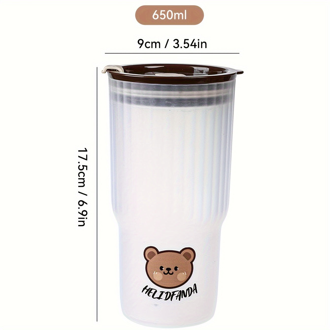 650ml Cute Bear Design Plastic Water Bottle, Leak-proof and Portable coffee cup, ideal for both youngsters and adults on the go.