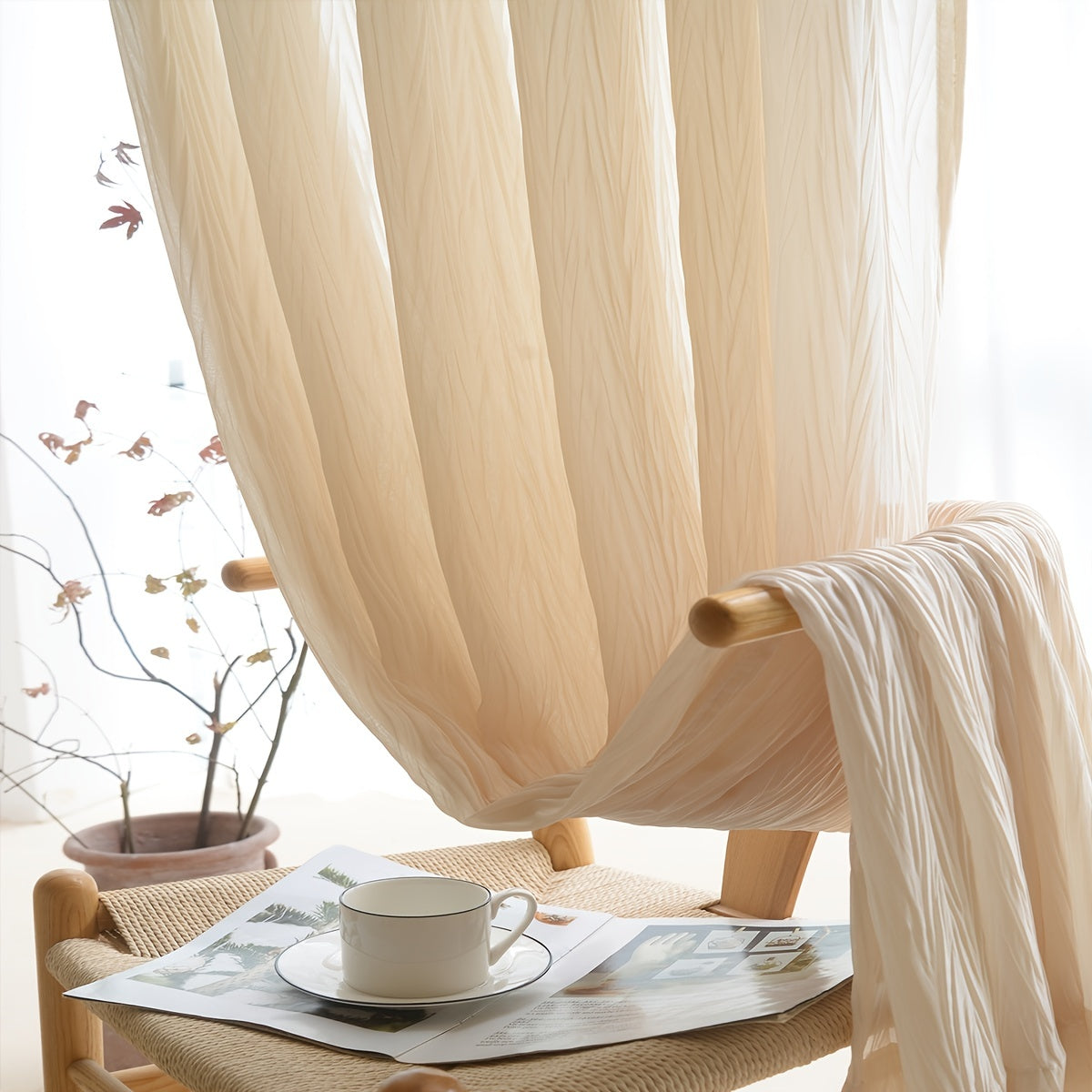 One piece of luxurious velvet window sheer curtain perfect for any room in your home - living room, bedroom, kitchen, bathroom. Elevate your home decor with this elegant touch.