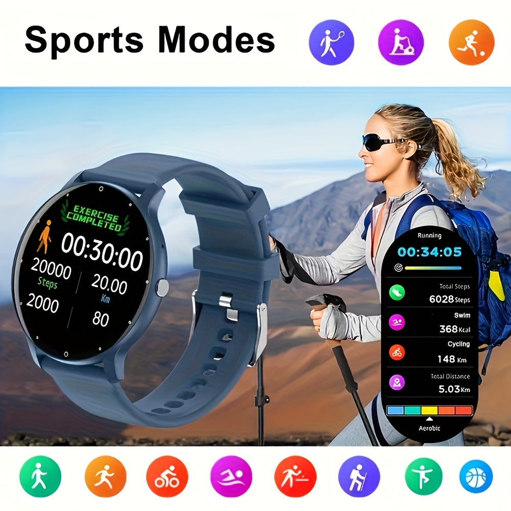 PEJE Smart Watch with 3.53cm Full Touch Screen, 100+ Sports Modes, Weather & Music Control, Voice Assistant, Fitness & Health Tracking, USB Charging, Glitter Embellishment, Silica Gel