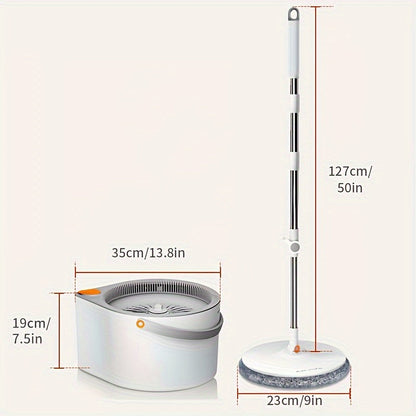 Набор Spin Mop включает 6 тряпок и ведро, что делает ручную стирку ненужной. У него удобный механизм прессования и отжима, идеально подходящий для уборки в спальнях, кухнях, ванных комнатах и не только.