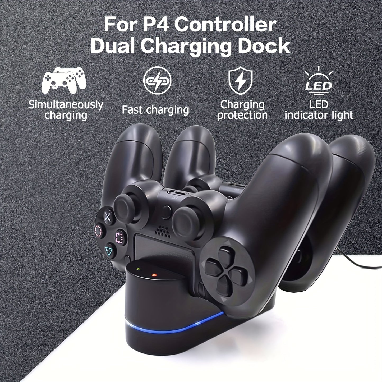 PS4 Dual Handle Charger Stand with Indicator Light for Slim and PRO models.