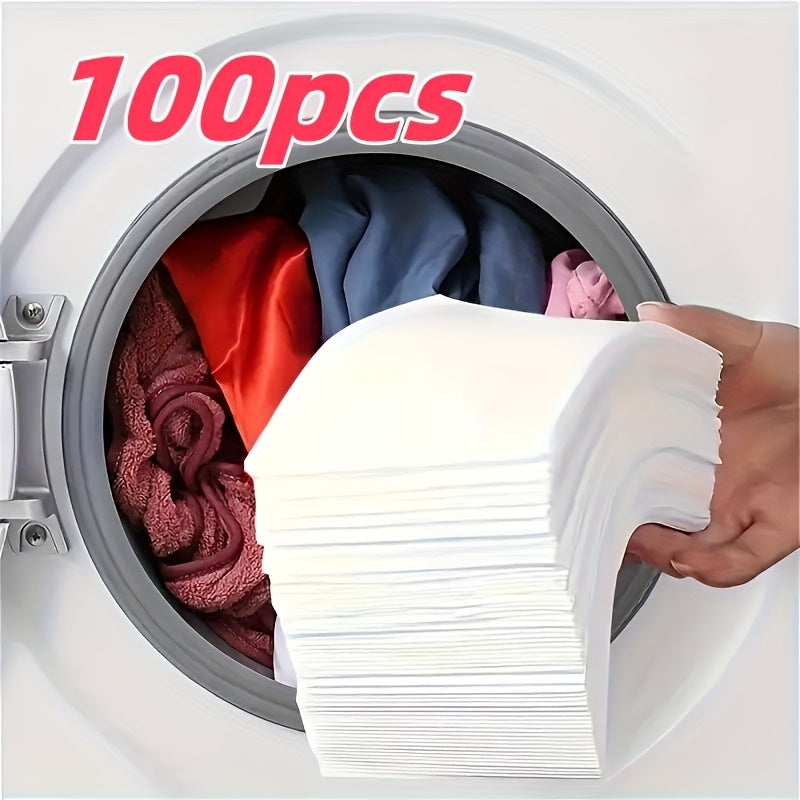 100 laundry color catcher sheets for washing machine trap dyes and protect fabrics, non-electric solution for clean clothes.