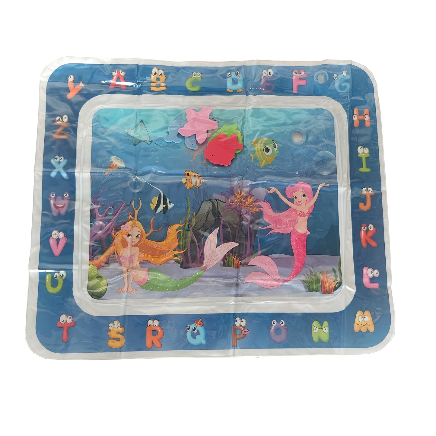 Large Ocean Adventure Baby Water Mat made from Thickened PVC - Interactive Crawling Toy for 0-3 Year Olds, in Blue and Red