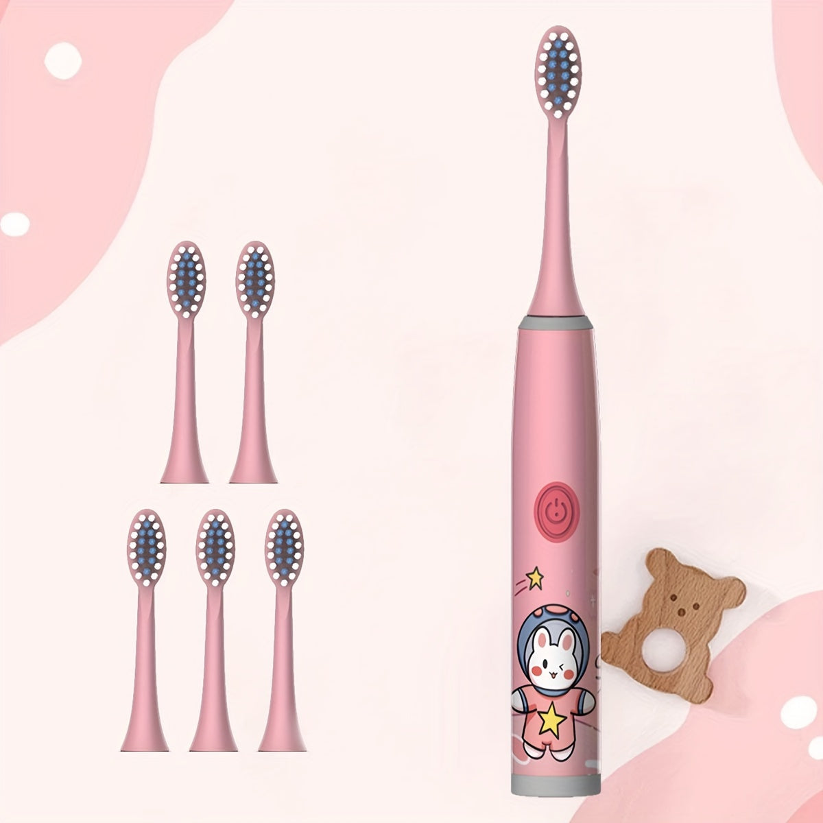 The New Space Series children's electric toothbrush set includes a battery-operated model with 3 to 6 brush heads, making it a perfect holiday gift for family and friends. Featuring soft