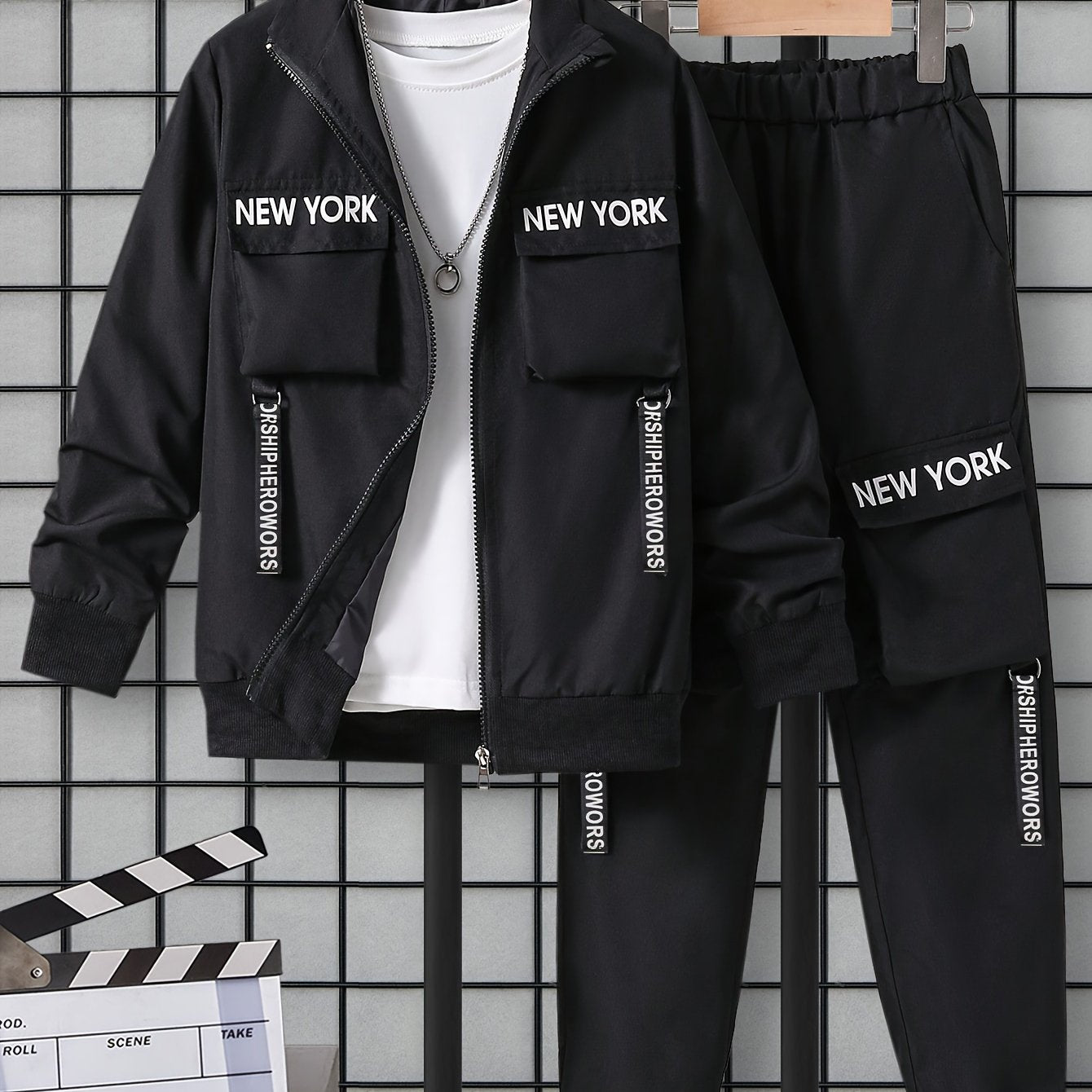 [Customer Favorite] Men's Spring/Autumn Outfit: Zipper Jacket + Elastic Waist Pants Set for Young Adults, Casual and Comfortable for Outdoors.